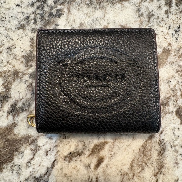 NWOT Coach Black Wallet with Textured Leather - Picture 1 of 3